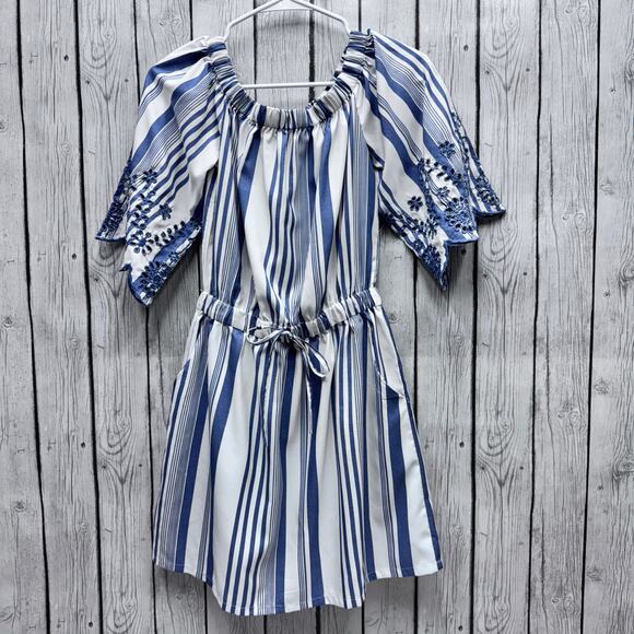 NWOT Style House White and Blue Striped Dress Size Medium - Picture 3 of 4